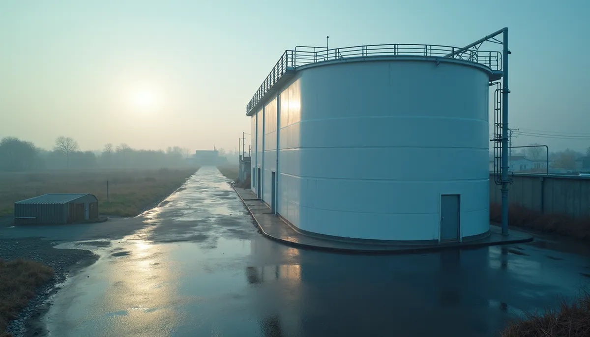 High angle view of pharmaceutical water storage tank