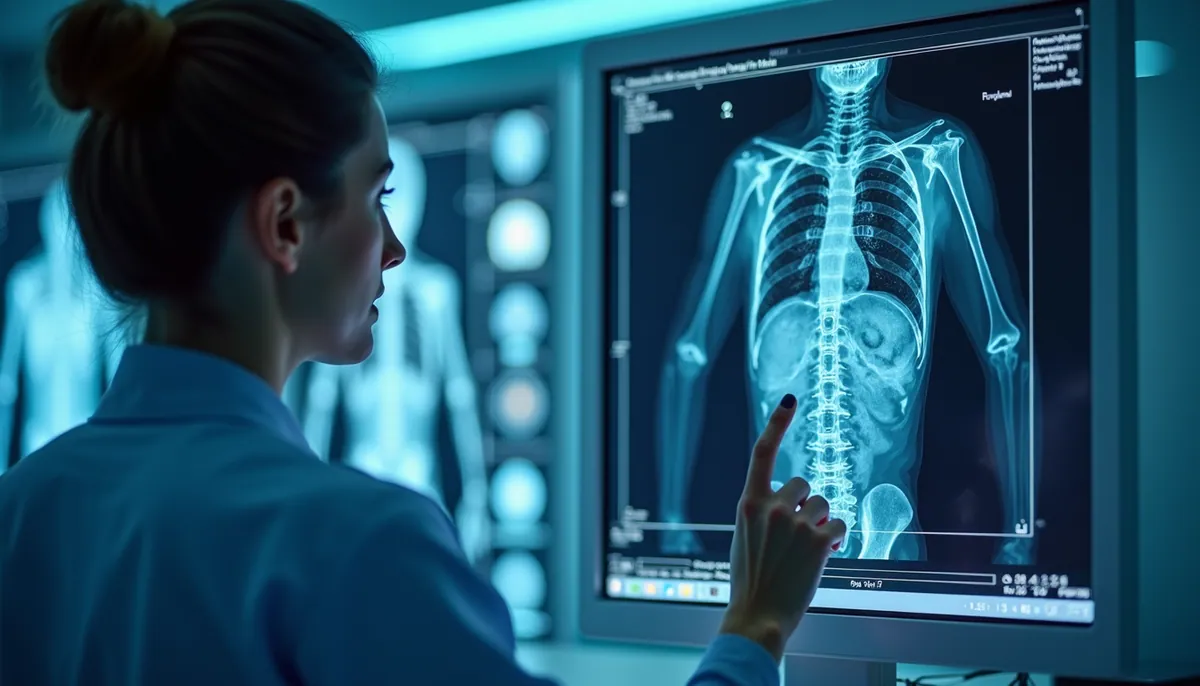 Close-up of advanced medical imaging machine analyzing patient scans