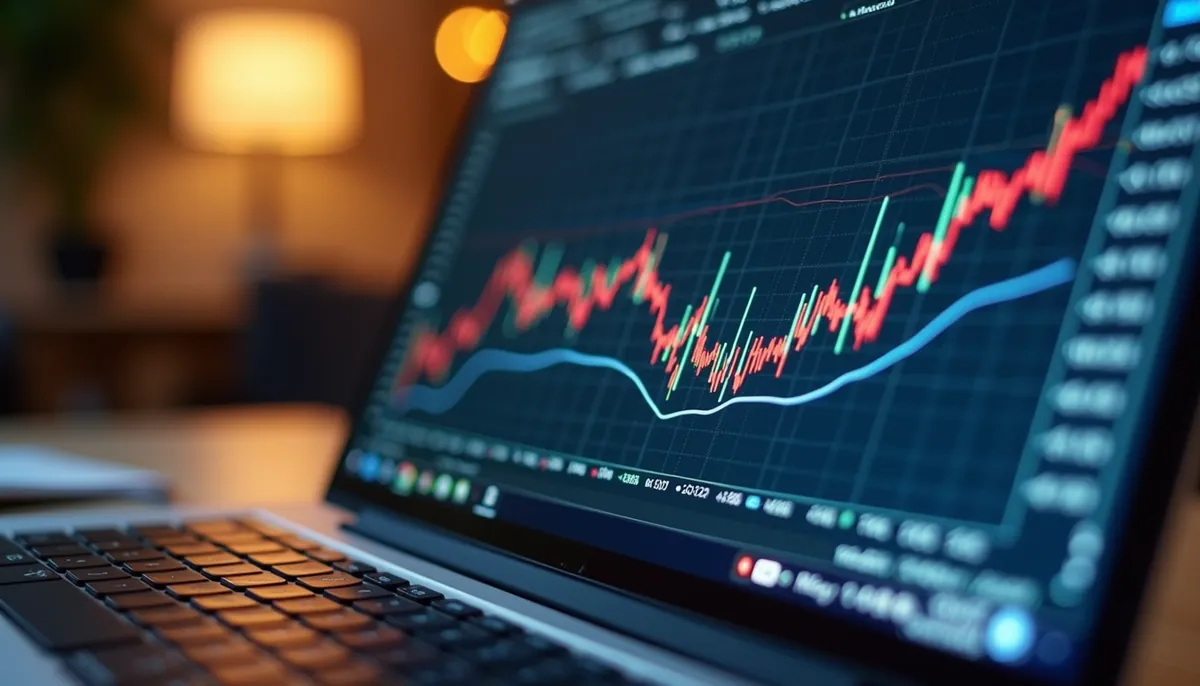 Eye-level view of job market data displayed on a laptop screen